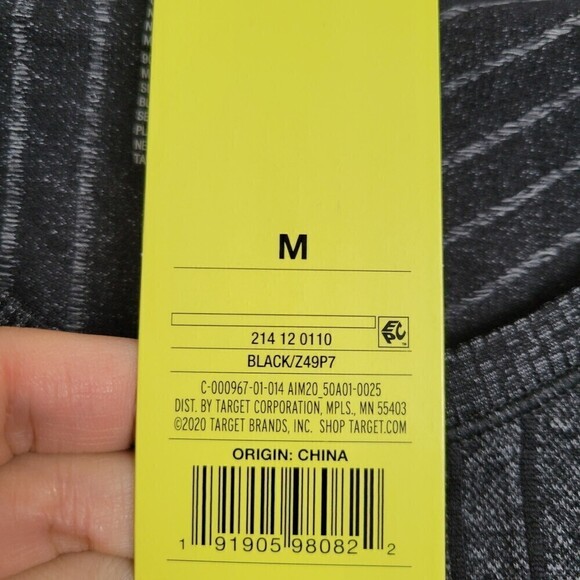 NEW All In Motion Striped Charcoal Black Gray Long Sleeve Seamless Top Size Med - Picture 11 of 14